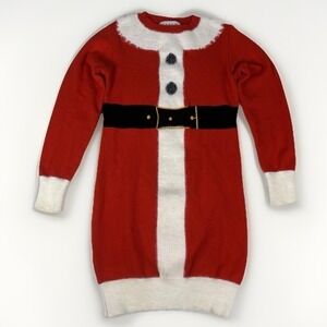 Spadehill Womens Santa Claus Christmas Sweater Dress Medium Red White Soft‎ Cozy